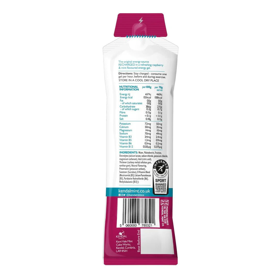 KMC NRG GEL Raspberry & Mint Flavour Bundle L (48x70g Gels)-3