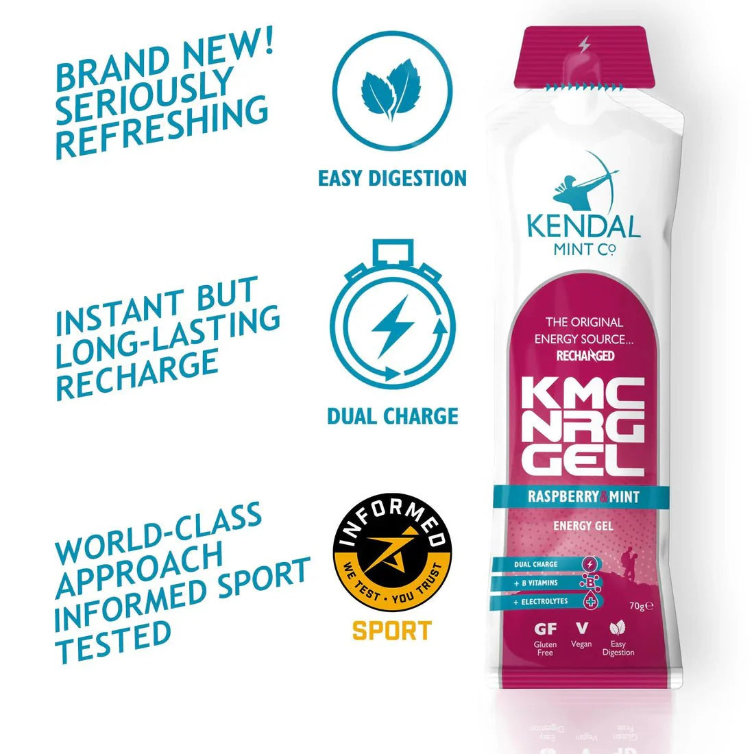 KMC NRG GEL Raspberry & Mint Flavour Bundle L (48x70g Gels)-2
